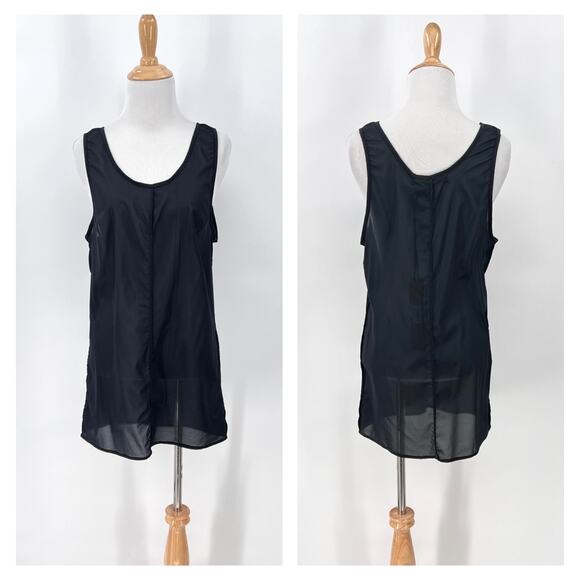KSUBI Stretch Chiffon Tank Top Womens Medium Black Silk Blend Semi Sheer NEW - Picture 1 of 13